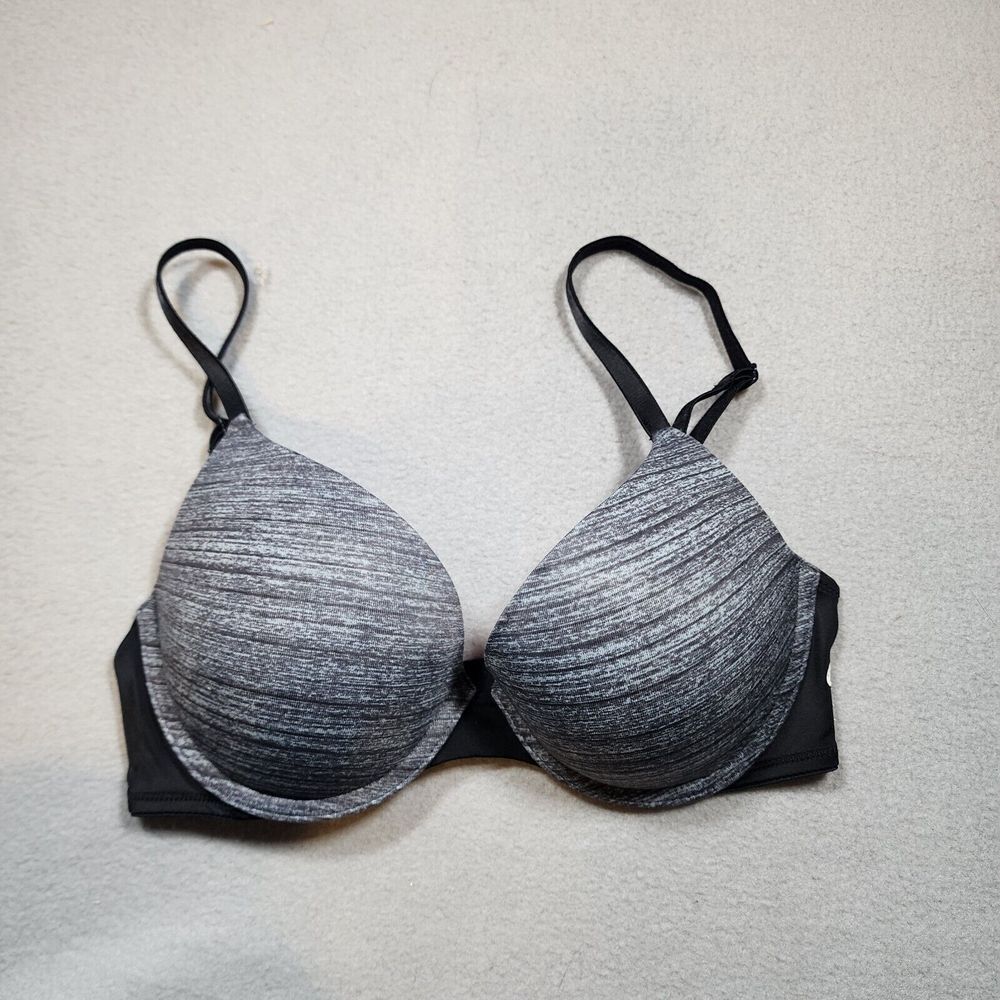 PINK Victoria Secret 32C Wear Everywhere Push Up Padded Bra Gray Grey‎